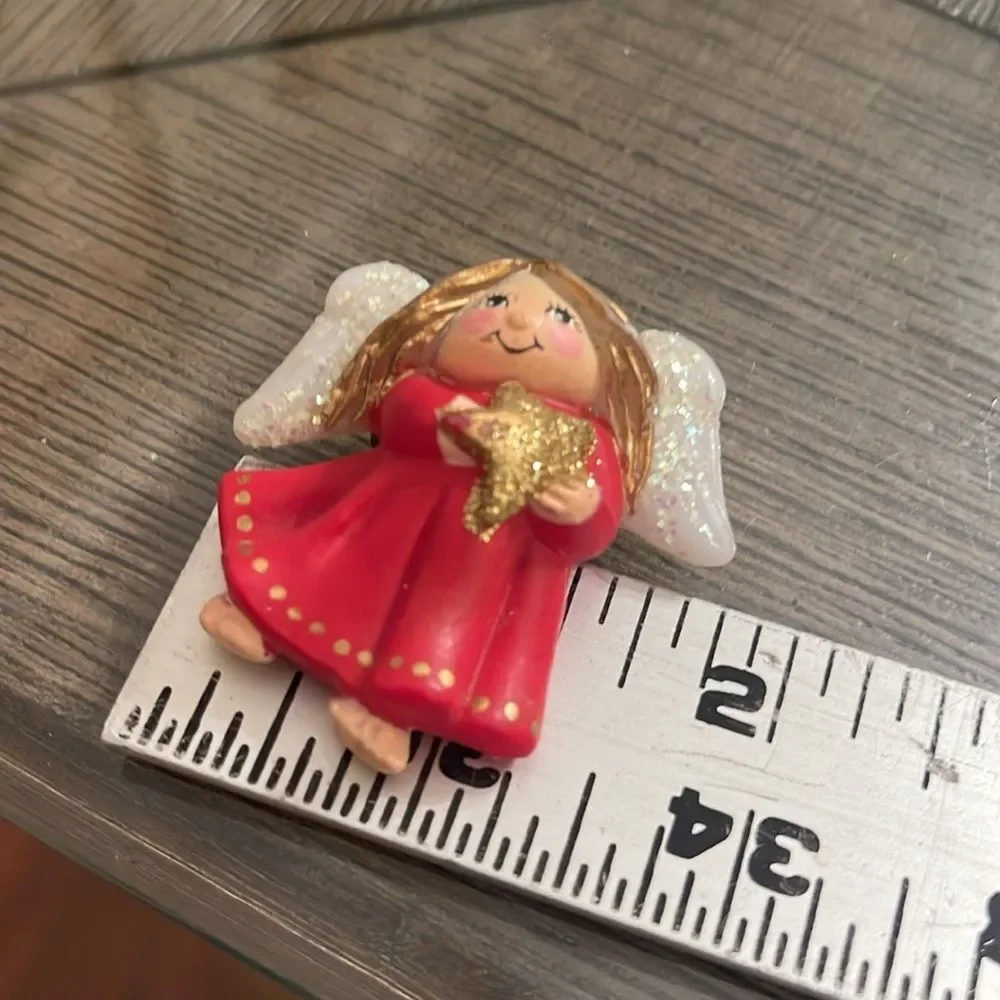 Vintage S. Lehman Red Dress Angel Pin - Brooch Designed for Fun World 1990’s